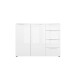 Sideboard >style< in weiß matt - Weißglas - 135x98,7x40cm (BxHxT)