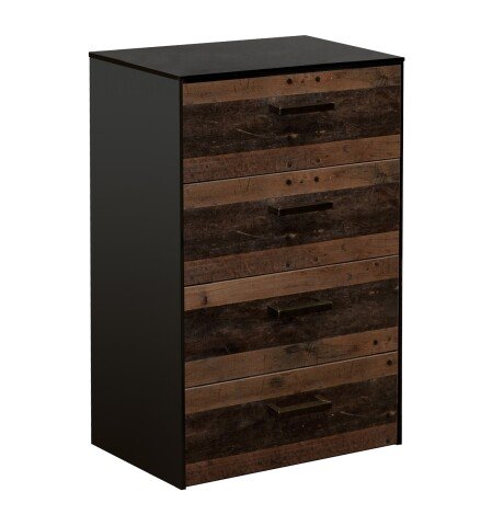 Schubkastenkommode >Texas< in schwarzstahl / texas oak - 60x97x41 (BxHxT)