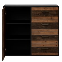 Kommode >Texas< in schwarzstahl / texas oak, Holzwerkstoff - 118x97x41cm (BxHxT)