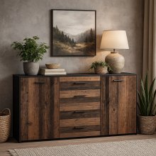 Sideboard >Texas< in schwarzstahl / texas oak,...