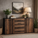 Sideboard >Texas< in schwarzstahl / texas oak, Holzwerkstoff - 177x97x41 (BxHxT)