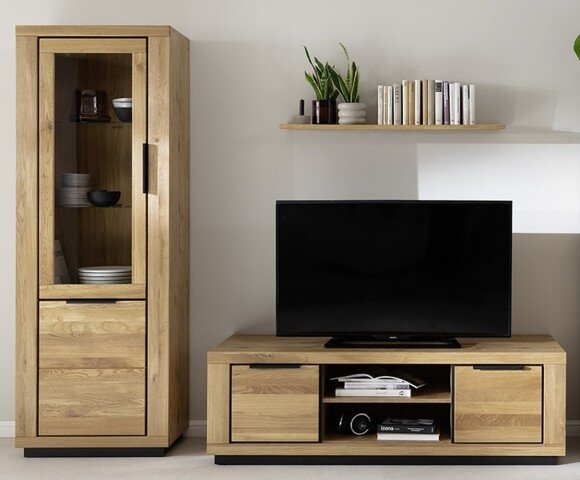 Wohnwand >Greno< (3-teilig) in Wildeiche - 235x200x54 (BxHxT)