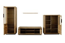 Wohnwand >Greno< (3-teilig) in Wildeiche, teilmassiv - 275x142x54cm (BxHxT)