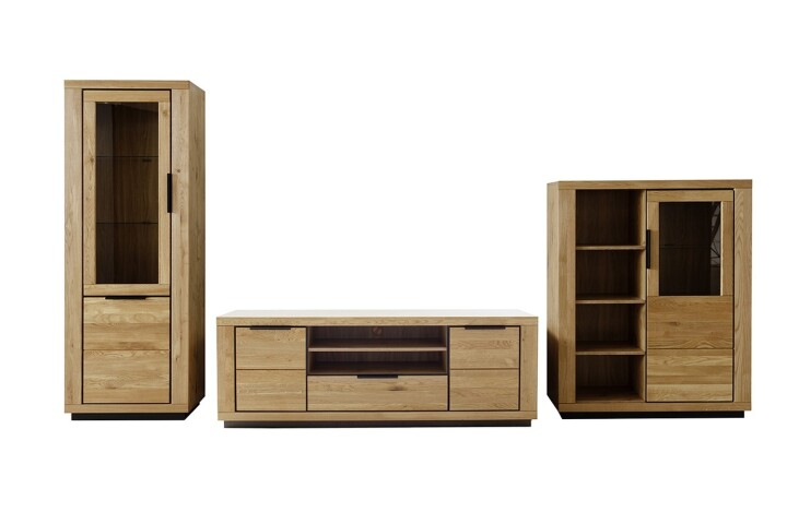 Wohnwand >Greno< (3-teilig) in Wildeiche - 367x200x54 (BxHxT)