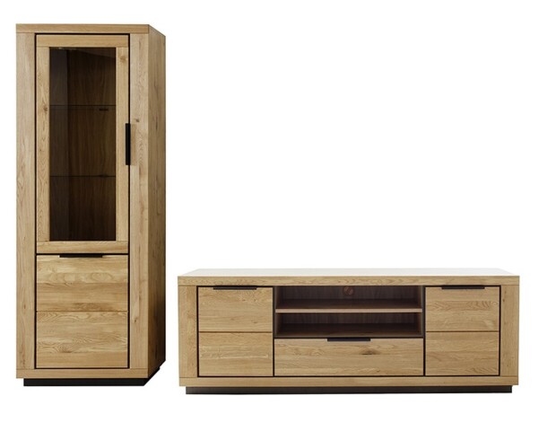 Wohnwand >Greno< (2-teilig) in Wildeiche - 255x200x54 (BxHxT)