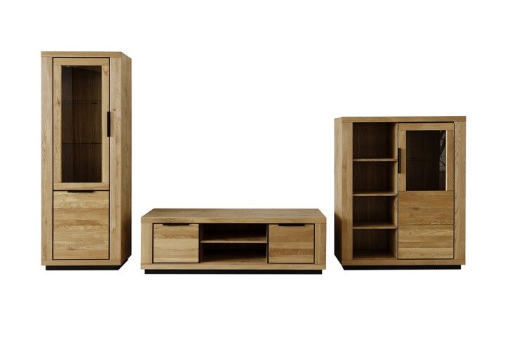 Wohnwand >Greno< (3-teilig) in Wildeiche - 347x200x54 (BxHxT)