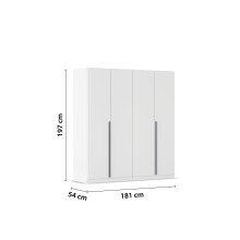 Drehtürenschrank >Alba< 4 Türen, 2 Innenschübe, alpinweiß - 181x197x54cm (BxHxT)