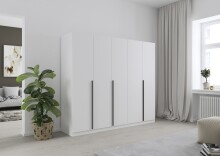 Drehtürenschrank >Alba< 5 Türen, 2 Innenschübe, Böden, alpinweiß - 226x197x54cm (BxHxT)