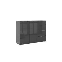 Sideboard >style< in anthrazit matt - Glas anthrazit - 135x98,7x40cm (BxHxT)