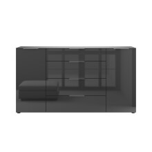Sideboard >style< in anthrazit matt - Anthrazitglas - 180x98,7x40cm (BxHxT)