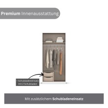 Drehtürenschrank >Alba< 2 Innenschubladen, alpinweiß / Spiegel - 91x197x54 (BxHxT)