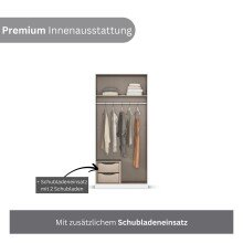 Drehtürenschrank >Alba< 2 Innenschubladen, alpinweiß / Spiegel - 91x197x54 (BxHxT)