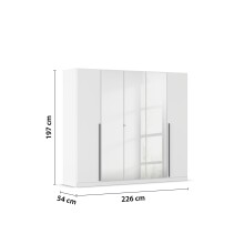 Drehtürenschrank >Alba< Hoteleinteilung 2 Schubalden, alpinweiß / Spiegel - 226x197x54 (BxHxT)