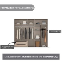 Drehtürenschrank >Alba< Hoteleinteilung 2 Schubalden, alpinweiß / Spiegel - 226x197x54 (BxHxT)