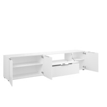 Lowboard >style< in weiß matt - Weißglas - 225x53,9x40cm (BxHxT)