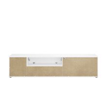 Lowboard >style< in weiß matt - Weißglas - 225x53,9x40cm (BxHxT)