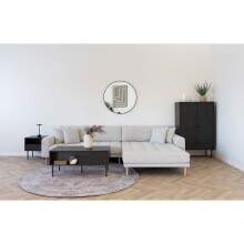 Ecksofa >Lido< 290x92/170x76 cm – Beige, Holzfüße, inkl. 4 Kissen Ottomane rechts