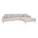 Ecksofa >Lido< 290x92/170x76 cm – Beige, Holzfüße, inkl. 4 Kissen Ottomane rechts