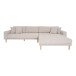 Ecksofa >Lido< 290x92/170x76 cm – Beige, Holzfüße, inkl. 4 Kissen Ottomane rechts