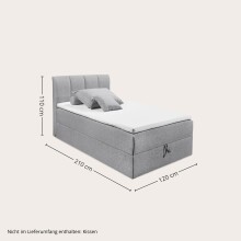 Polsterbett >Granada< 120x200 cm Liegefläche, in grau - 120x120x210cm (BxHxT)