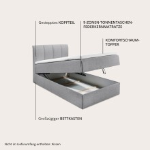 Polsterbett >Granada< 120x200 cm Liegefläche, in grau - 120x120x210cm (BxHxT)