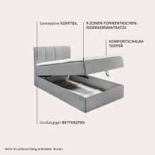 Polsterbett >Granada< 120x200 cm Liegefläche, in grau - 120x120x210cm (BxHxT)