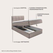 Polsterbett >Granada< 120x200 cm Liegefläche, in hellbraun - 120x120x210 (BxHxT)