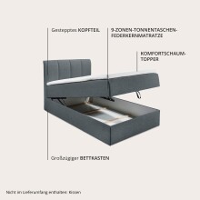 Polsterbett >Granada< 120x200 cm Liegefläche, in anthrazit - 120x120x210 (BxHxT)