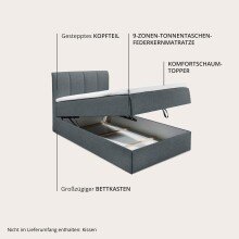Polsterbett >Granada< 120x200 cm Liegefläche, in anthrazit - 120x120x210 (BxHxT)