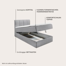 Polsterbett >Granada< 140x200 cm Liegefläche, in grau - 140x120x210cm (BxHxT)