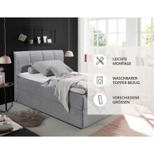 Polsterbett >Granada< 140x200 cm Liegefläche, in grau - 140x120x210cm (BxHxT)