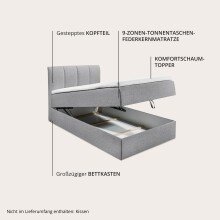 Polsterbett >Granada< 140x200 cm Liegefläche, in grau - 140x120x210cm (BxHxT)