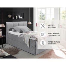 Polsterbett >Granada< 140x200 cm Liegefläche, in grau - 140x120x210cm (BxHxT)