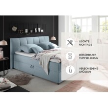 Polsterbett >Granada< Liegefläche 180x200 cm, in pastellblau - 200x120x210 (BxHxT)