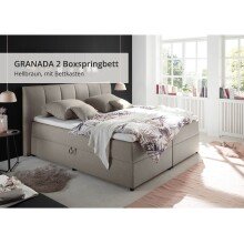 Polsterbett >Granada< Liegefläche 180x200 cm, in hellbraun - 200x120x210 (BxHxT)