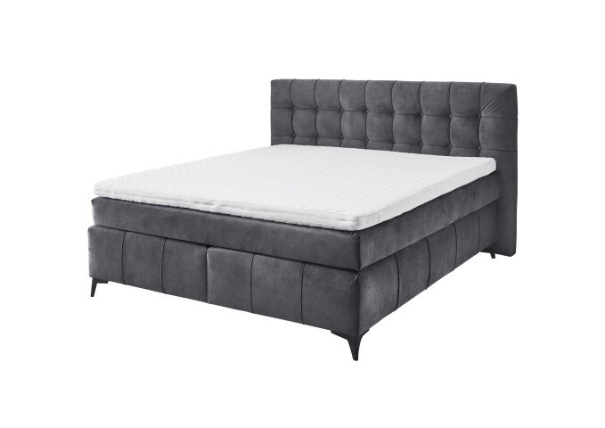 Boxspringbett >Oregon< Liegefläche 180x200 cm. H3/H4, anthrazit - 200x121x210 (BxHxT)