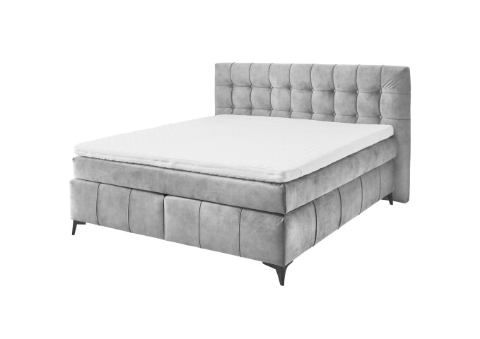Boxspringbett >Oregon< Liegefläche 180x200 cm, H3/H4, in grau - 200x121x210cm (BxHxT)