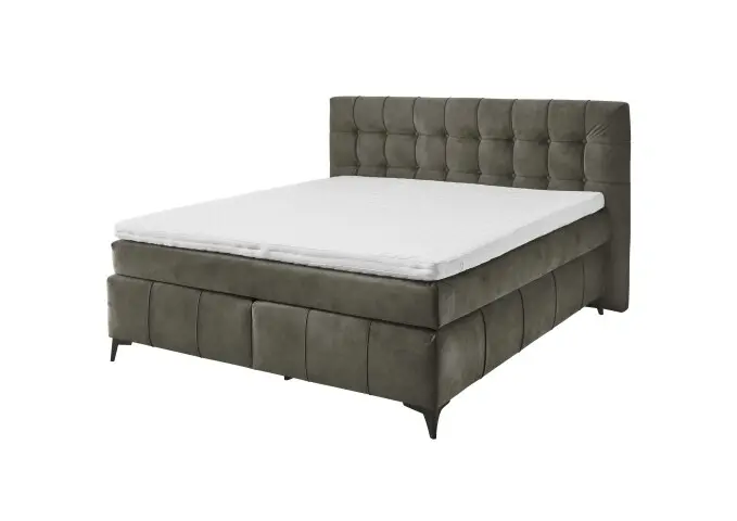 Boxspringbett >Oregon< Liegefläche 180x200 cm, H3/H4, in dunkelbraun - 200x121x210 (BxHxT)