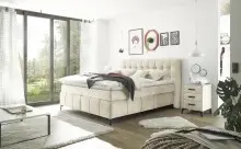 Boxspringbett >Oregon< Liegefläche 180x200 cm, H3/H4, in creme - 200x121x210cm (BxHxT)