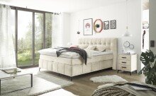 Boxspringbett >Oregon< Liegefläche 180x200 cm, H3/H4, in creme - 200x121x210cm (BxHxT)