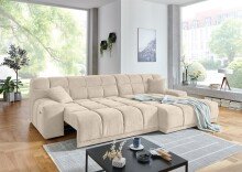 Polstergarnitur >Lomyl< Motor-Sitztiefenverstellung, Aragon 03 beige - 309x82x196cm (BxHxT)