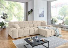 Polstergarnitur >Lomyl< Motor-Sitztiefenverstellung, Aragon 03 beige - 309x82x196cm (BxHxT)