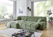 Polstergarnitur >Lomyl< Motor-Sitztiefenverstellung, Aragon 39 grün - 309x82x196cm (BxHxT)