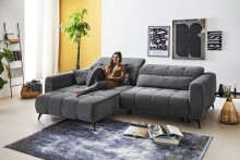 Polstergarnitur >Luddi< Sitz + Kopfteilverstellung, dunkelgrau  - 286x80x203cm (BxHxT)