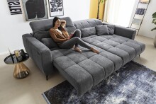Polstergarnitur >Luddi< Sitz + Kopfteilverstellung, dunkelgrau - 286x80x203cm (BxHxT)