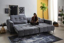 Polstergarnitur >Luddi< Sitz + Kopfteilverstellung, dunkelgrau - 286x80x203cm (BxHxT)