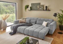 Polstergarnitur >Luddi< Sitz + Kopfteilverstellung, mittelgrau - 286x80x203cm (BxHxT)