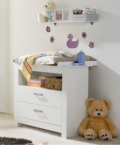 Wickelkommode >Nana< (3er-Set) in weiss matt, Holzwerkstoff - 104x97x71 (BxHxT)