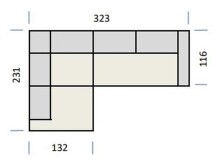 Polstergarnitur >Donaugh< 5 verstellbare Kopfteile, in blau-schwarz - 323x76x231 (BxHxT)