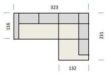 Polstergarnitur >Donaugh< 5 verstellbare Kopfteile, in blau-schwarz - 323x76x231 (BxHxT)